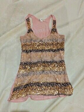 Y2K Stockholm Pink Top W Gold, Black And Silver Glitter